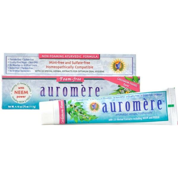 Auromere Foam-Free Cardamom-Fennel Ayurvedic Toothpaste 4oz